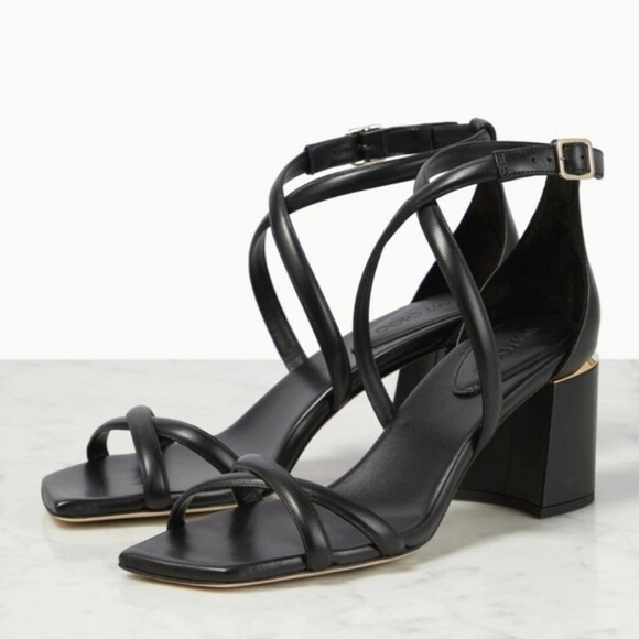 NIB$795 Jimmy Choo Rheea 65 Logo Block Heel Crisscross Leather Sandals 38.5, 8.5 - Picture 1 of 16